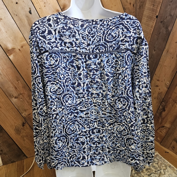 Passport Navy and White Patterned Blouse - Picture 7 of 11